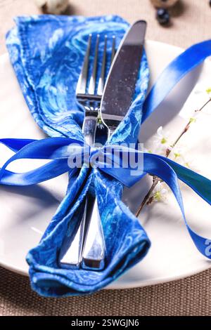 Easter table setting Stock Photo