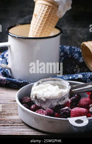 Ice cream in wafer cones Stock Photo