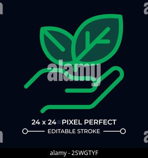 Hand holding sprout dark color ui icon Stock Vector