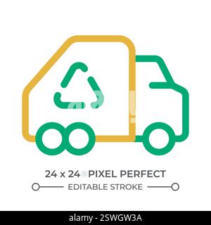 Garbage truck colorful line ui icon Stock Vector