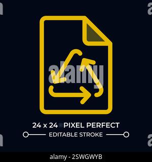 Paper sheet with recycling symbol dark color ui icon Stock Vector
