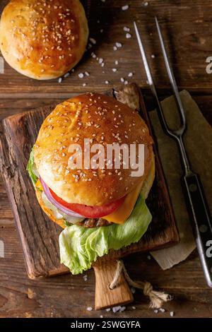 Homemade beef burger Stock Photo