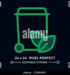 Trash can with leaves dark color ui icon Stock Vector