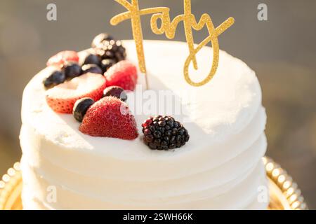 Close-up of a beautifully decorated cake with fresh berries Stock Photo