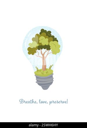Tree in a Light Bulb - Green Energy Concept Stock Vector