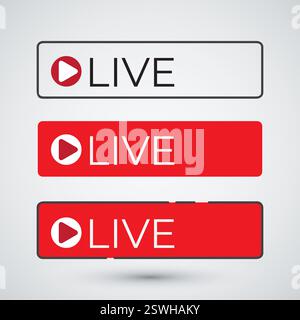 live button best for Live video streaming design template Stock Vector