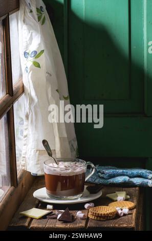 Hot chocolate with marshmallows Stock Photo
