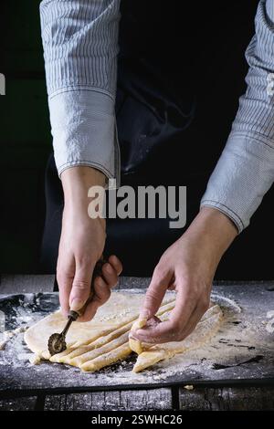 Rolled out dough for pasta Stock Photo