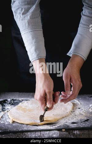 Rolled out dough for pasta Stock Photo