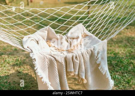 Close up cozy hammock , selective focus Stock Photo