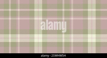 Symmetrical plaid pattern in muted beige, light pink, and olive green, with traditional tartan intersecting lines and squares. Stock Vector