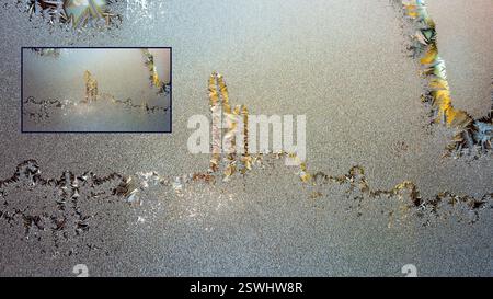 Window frost with inset - various Stock Photo