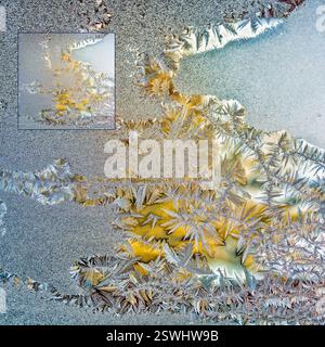 Window frost with inset - various Stock Photo