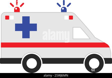 simple ambulance first aid medical car truck van icon silhouette side view icon symbol vector isolated on transparent background Stock Vector