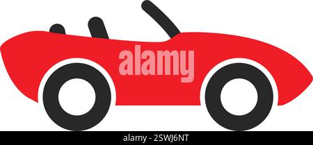 simple sports coupe convertible cabriolet car red silhouette side view icon symbol vector isolated on transparent background Stock Vector