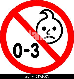 classic no not for children under 3 years allowed permitted sign symbol red circle simple vector isolated on transparent background Stock Vector
