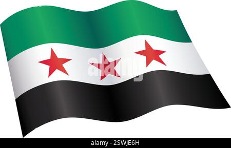 syrian flag of syria flying waving flowing silk icon vector isolated on transparent background Stock Vector