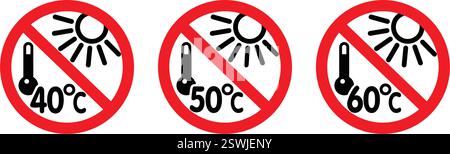 simple classic do not expose to high heat symbols vector set on transparent background Stock Vector