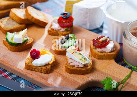Assorted homemade canape appetizers Stock Photo