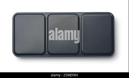 Top view of closed black metal case isolated on white Stock Photo