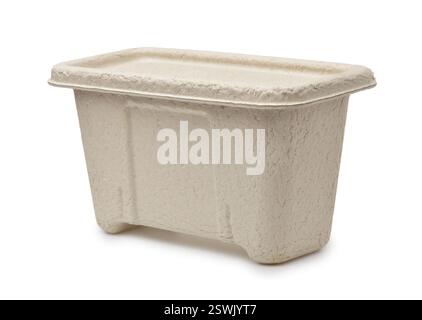 Molded paper pulp packaging container isolated on white Stock Photo