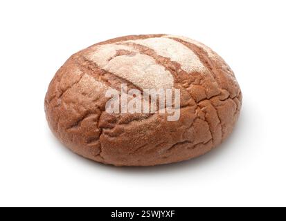 Round loaf of rye bread isolated on white Stock Photo