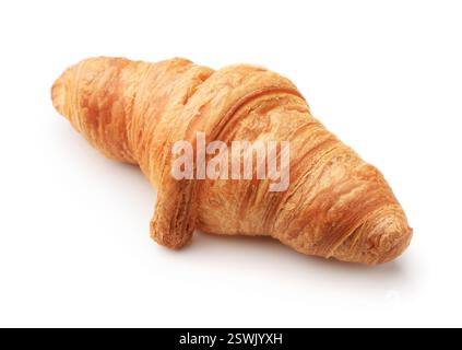 Freshly baked french croissant isolated on white Stock Photo