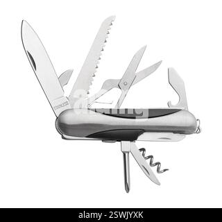 Side view of multi function pocket knife isolated on white Stock Photo