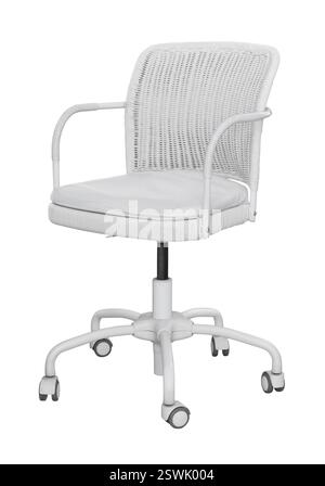 Swivel wicker chair isolated on white Stock Photo