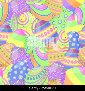 Colorful Easter Eggs Seamless Pattern Background Stock Vector