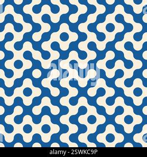 Truchet tile round shapes seamless pattern. Background with rounded lines. Modern mosaic infinity pattern. Stock Vector