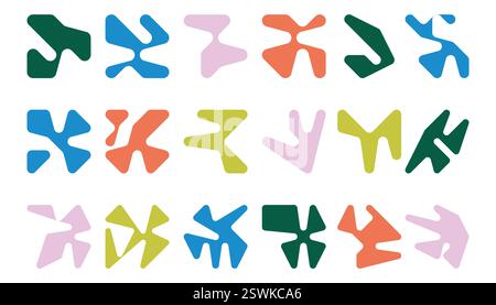 Modern tangents shapes set. Collection of Bauhaus rounded design elements. Stock Vector
