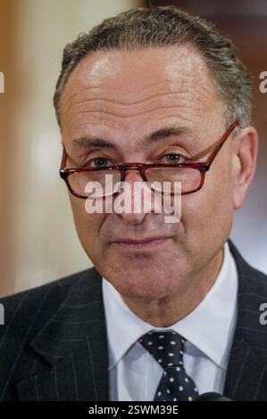 United States Senator Chuck Schumer (Democrat of New York) asks