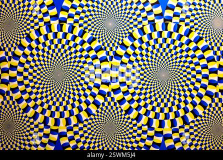 Optical illusion horizontal background. Abstract curves, geometric effect. Stock Photo