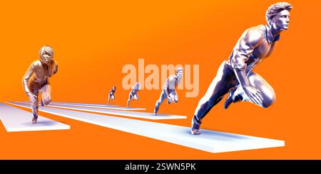 successful business team running in the office hall Stock Photo - Alamy