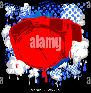 Wristwatch graffiti. Abstract modern street art decoration performed in urban painting style. Stock Vector