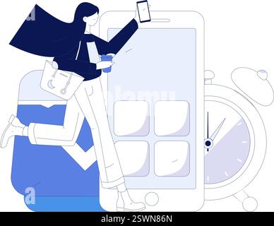 People exercising healthy running vector internet operation illustration Stock Vector