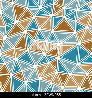 Geometric template background. Rounded solid shapes in frames. Medium triangles size. Multiple colors style. Repeatable pattern. Modern vector tiles. Stock Vector
