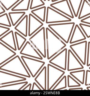 Pattern of triangle shapes. Large triangles size. Solid Color style. Rounded triangles outlined. Repeatable pattern. Cinnamon Tone. Stock Vector