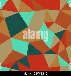 Triangulation geometric shapes background. Compact triangles size. Repeatable pattern. Artistic vector tiles. Earthen Rust Palette. Stock Vector