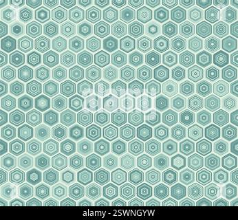 Seamless hexagon pattern. Rounded stacked hexagons mosaic pattern. Hexagon cells. Multiple tones color palette. Seamless pattern. Stock Vector