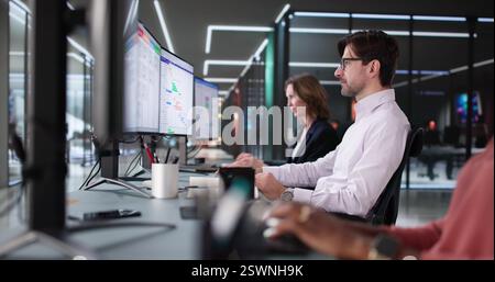 Multiracial Business Team Agile on Kanban Board in Office Stock Photo