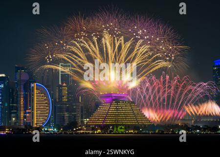 Fireworks during Qatar International Food Festival 2025 Stock Photo