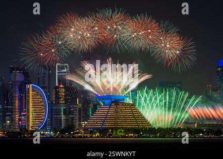 Fireworks during Qatar International Food Festival 2025 Stock Photo