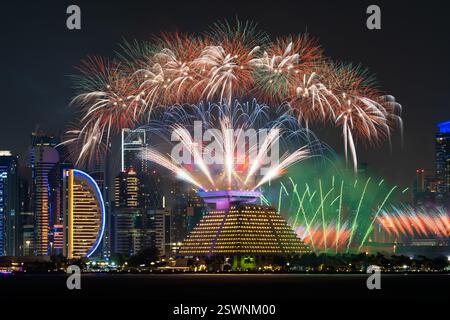 Fireworks during Qatar International Food Festival 2025 Stock Photo
