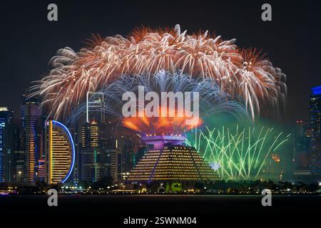Fireworks during Qatar International Food Festival 2025 Stock Photo