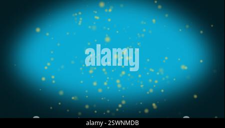 Image of glowing light spots moving over blue background Stock Photo