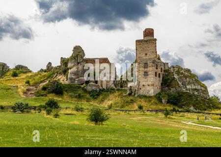 The castle in Olsztyn after reconstruction, renovation of the castle ruins, the Eagles' Nests trail, attractions of the Krakow-Czestochowa Upland Stock Photo