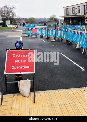 Cycleway from rail station to town centre in Corby, England, in progress, february 2025. Stock Photo