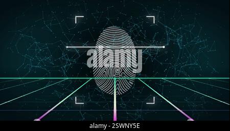 Image of fingerprint scanning over shapes moving Stock Photo